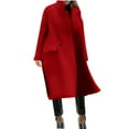 thumbnail image 2 of Black**Sale on Sale Chaoheng Trench Coats for Women Plus Size Women's Solid Color Notch Lapel Coat,Long Sleeve Button Pocket Wool Blend Jacket without Hood, 2 of 8