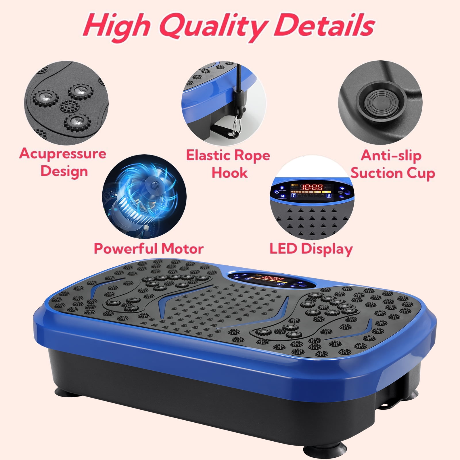 Arlopu Vibration Plate Exercise Machine, Whole Body Workout Vibration Platform w/ 2 Resistance Bands for Wellness and Fitness