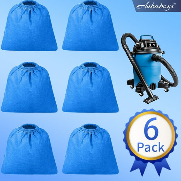 Anbaboys VRC5 Cloth Filter Bags for Vacmaster 4 to 16 Gallon Wet/Dry Vacuums VBV1210 VJC507P, 6 Pack