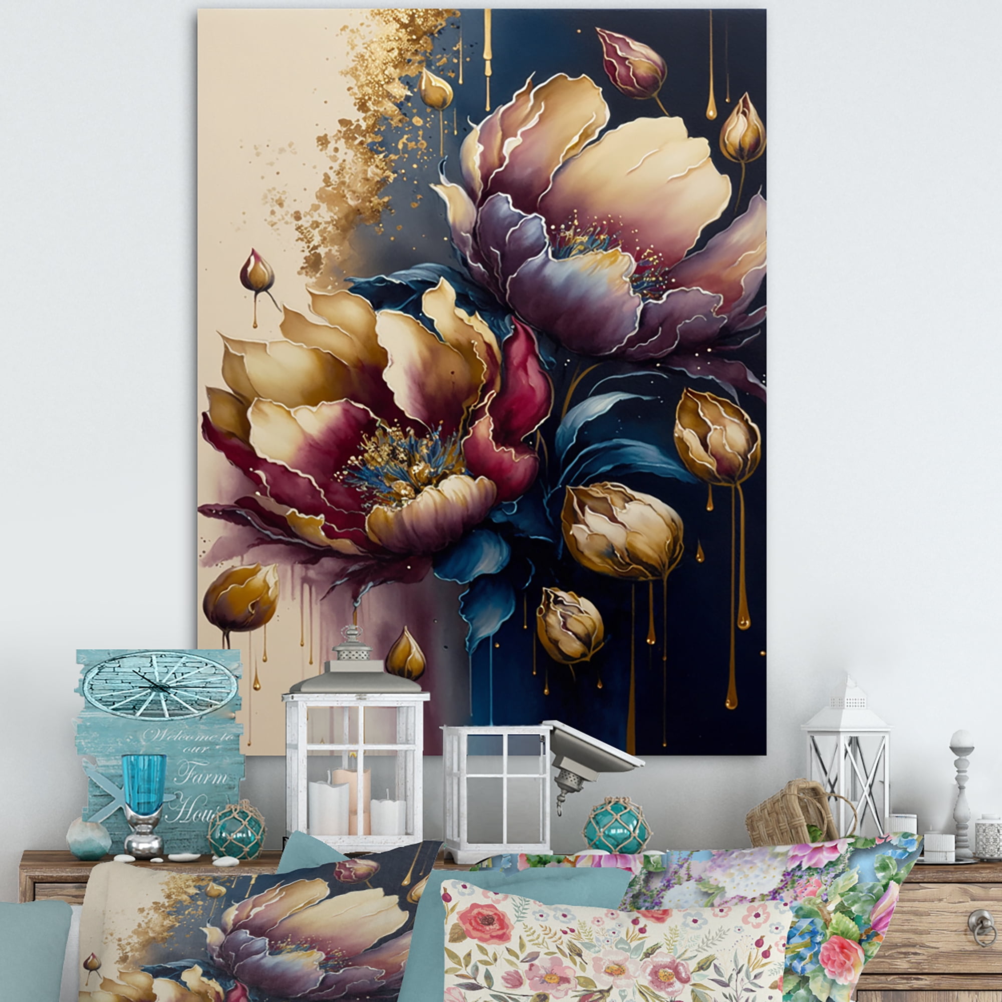 Designart Night Shade Tulip Design III Canvas Wall Art