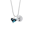 thumbnail image 2 of Delight Jewelry Silvertone Hot Blue Large Cheetah Print Heart Silvertone Script Initial Disc - T - Charm Necklace, 20"+3", 2 of 4