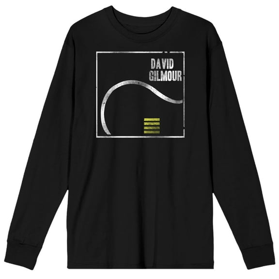 David Gilmour Silver Frame and Guitar Adult Black Long Sleeve Crew Neck Tee-XXL