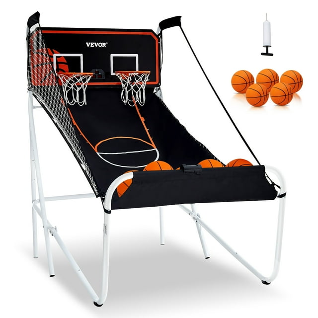 VEVOR Foldable Basketball Arcade Game, 2 Player Indoor Basketball Game, Home Dual Shot Sport with 5 Balls, 8 Game Modes, Electronic Scoreboard, and Inflation Pump