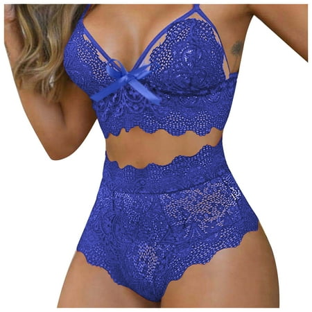 

YDKZYMD Women V Neck Teddy Lingerie Babydoll Sets Scalloped Trim 2 Pieces Chemise With Floral Lace Bodysuit Sexy Sheer Underwear Bra And Panty Set