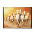 thumbnail image 2 of ADALE White Horse Canvas Wall Art Seven Horses Running Picture Wall Decor Wild Animal Painting Prints for Living Room Office Decor Black Framed 14x11 Inch, 2 of 3