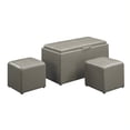 thumbnail image 3 of Designs4Comfort Banc de Rangement Sheridan avec 2 Ottomans Latéraux Cuir Synthétique Gris, 3 of 4