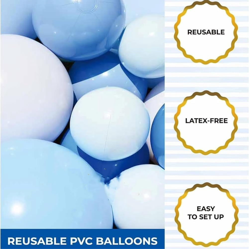 Reusable Inflatable Balloon Arch Kit – Linked PVC Balloons with Elastic Bands, Quick Setup for Weddings & Parties
