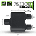 thumbnail image 4 of Magshion 3" Inlet 2.5" Outlet Chambered Muffler Straight-Through Round Stainless Steel Dual Exhaust Tip, Black, 4 of 10