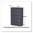 thumbnail image 6 of Alera Lateral File, 5 Legal/Letter/A4/A5-Size File Drawers, Charcoal, 42" x 18.63" x 67.63", 6 of 7