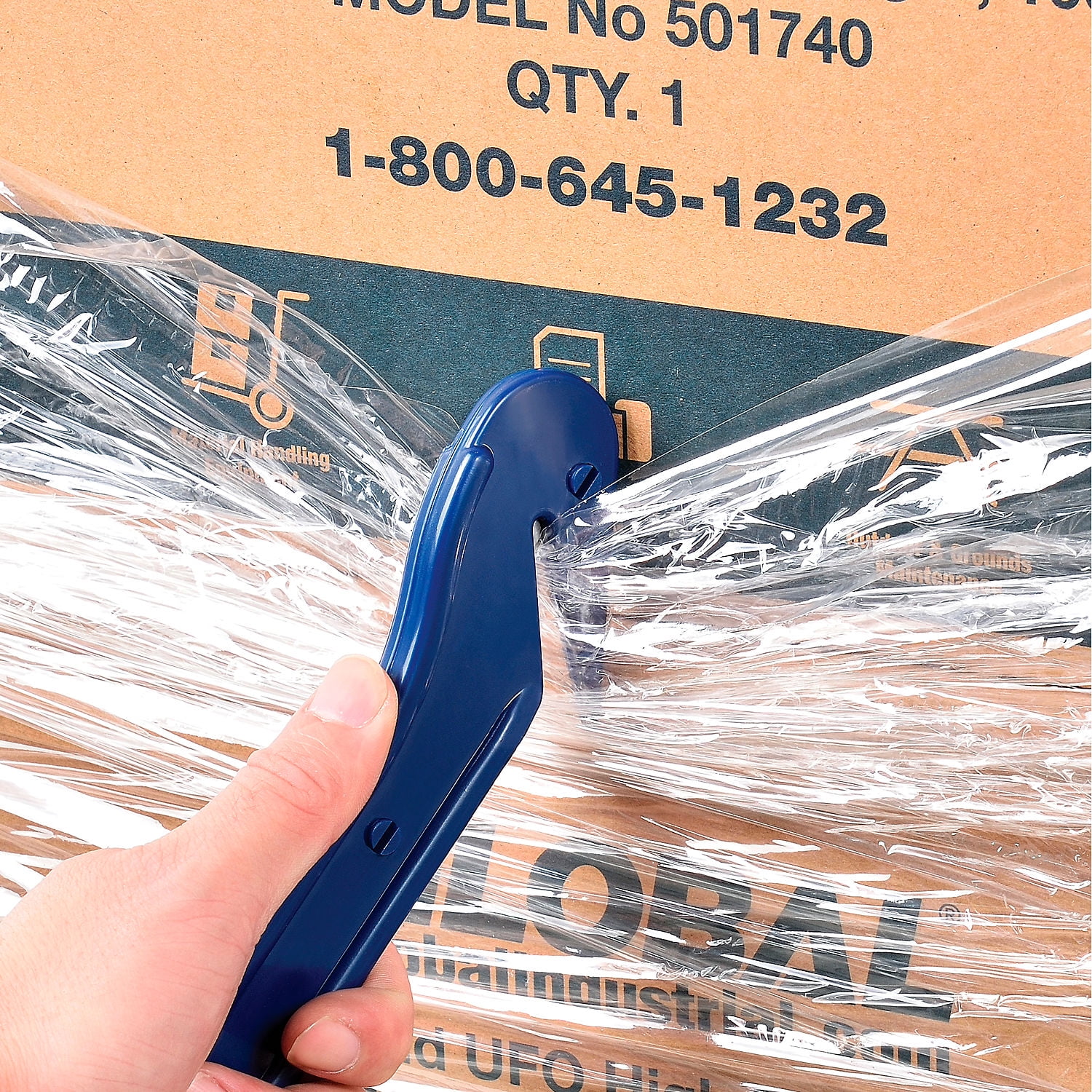 Global Industrial Stretch Wrap Film Cutter, Blue, 6/Pack