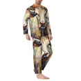 thumbnail image 2 of Fotbe Oil Painting Flower Cow Pijama de Hombre con Estampado de Manga Larga, Conjunto de 2 Piezas, Ropa de Dormir Suave y Cómoda con Bolsillos-X-Large, 2 of 7