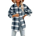 thumbnail image 3 of CILENON Oversized Cardigan Women's Plaid Shirts Long Sleeve Flannel Lapel Button Down Pocketed Shacket Jacket Coats (Black,L), 3 of 9