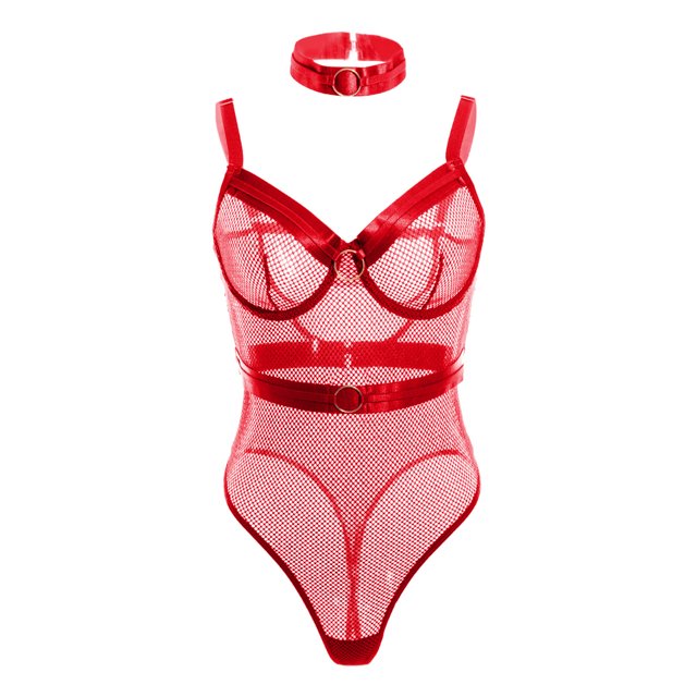 TSADFHJI Lingerie for Women Set Women Lingerie Sexy Clothing Fashion New Pattern Solid Color Simple Mesh Hollow Transparent Sexy Tight Underwear M Red