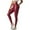 Red, variant on Tosmy Leggings For Women Pocket Pu Leather Pants Waist Compression Body Sculpting High Waist Yoga Pants Classic