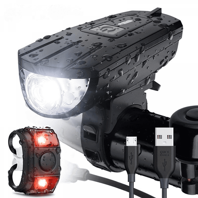 YSTINNG Rechargeable Bike Light Set, Bicycle Light, Fits All Bikes Bike Lights Front and Back Illumination - Waterproof, Lightweight, Durable A311-001
