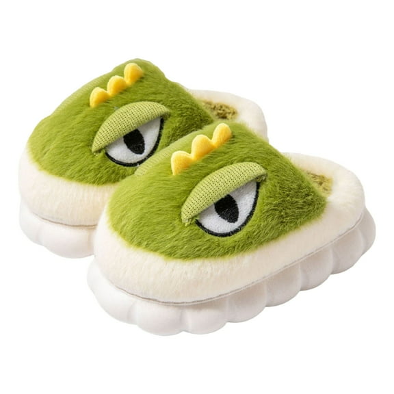 Otqutp Kids Dinosaur Slippers Toddler Comfort Cotton House Shoes Boys Girls Cute Warm Cozy Plush Slip-on Bedroom Slippers