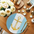 thumbnail image 2 of Round Placemats Nautical Anchor 15 inch Set of 4 Table Mats for Dining Table Blue White Stripe Heat Resistant Non-Slip Kitchen & Home Decorative Place Mat Set, 2 of 8