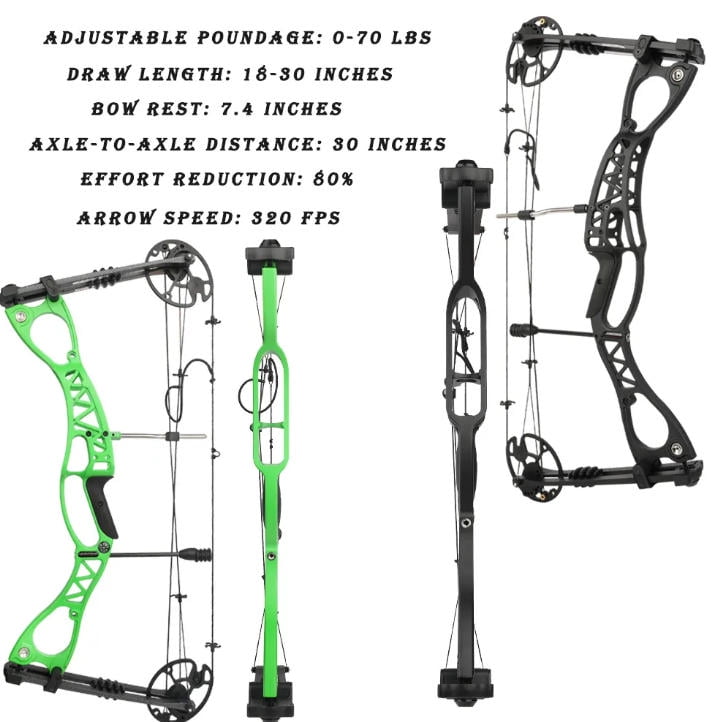 M126 Black Compound Bow 0-70 lb Adjustable