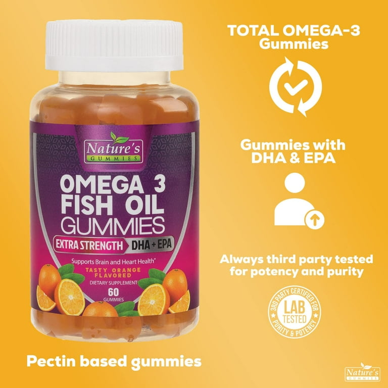 Omega 3 Fish Oil Gummies Extra Strength Omega Fish Oil Supplement High Absorption for Joint Heart Brain Support Nature s Heart Healthy Omega 3s