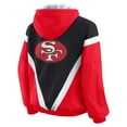 thumbnail image 3 of Women's WEAR by Erin Andrews Black/Scarlet San Francisco 49ers Retro Crinkle Full-Zip Hoodie Windbreaker, 3 of 5