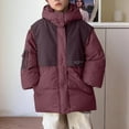 thumbnail image 4 of Parkas de manga larga para otoño e invierno para niños, de color liso, con capucha, de manga larga, gruesas y cálidas, bonitas y casuales, para niños y niñas, parte superior de poliéster., 4 of 7