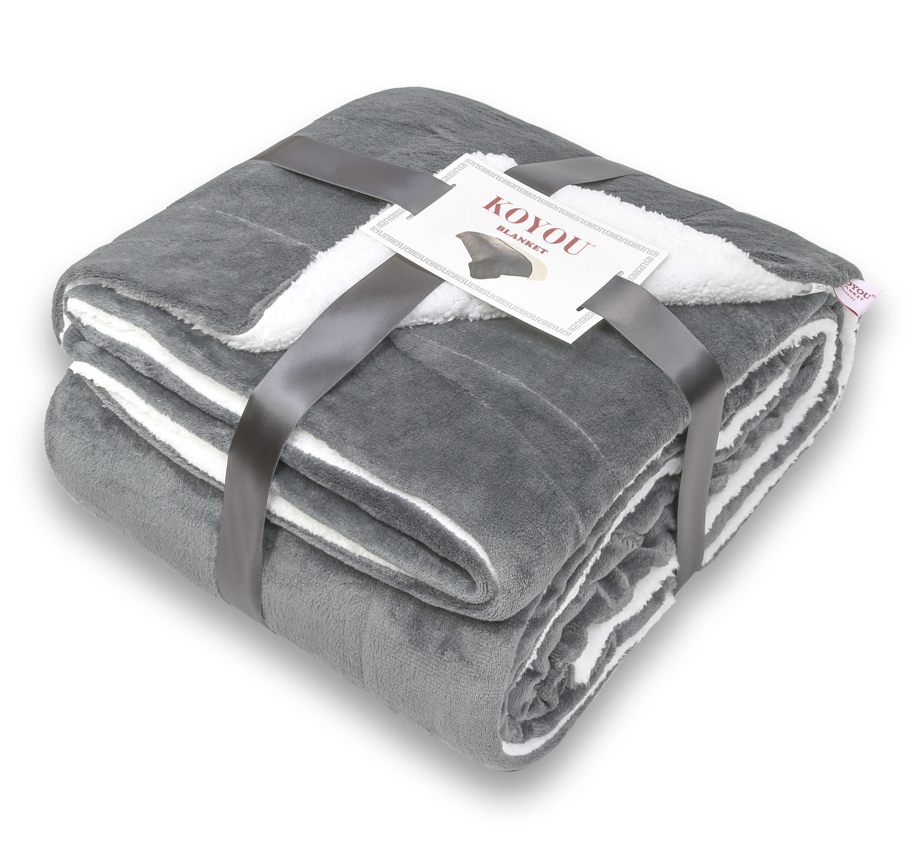 KOYOU Super Soft Plush Sherpa Borrego Blanket Queen Throw