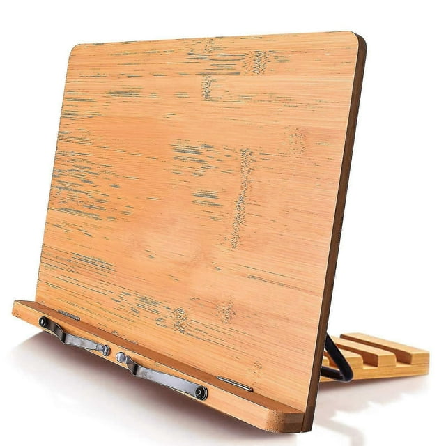 Book Stand-adjustable Foldable Book Holder With Page Holder Clips - Holds Cookbooks, Receipe Books, Textbooks, Tablets, Laptops, Music Books, Document