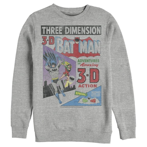 Men's Batman 3D Vintage Comic Cover Sweatshirt Athletic Heather Medium