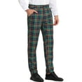 thumbnail image 4 of INSPIRE CHIC Men's Business Plaid Lightweight Regular Fit Flat Front Checked Pants 34 Navy Green, 4 of 7