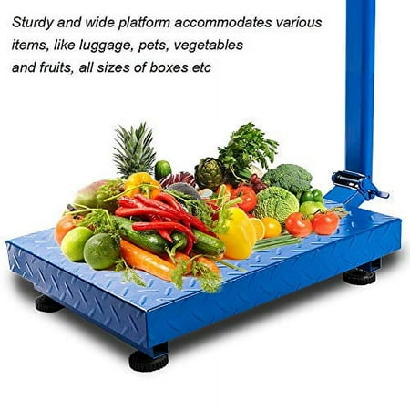 TUFFIOM 660lbs Weight Electronic Platform Scale Digital Floor Heavy Duty Folding Scales Stainless Steel High-Definition LCD Display Perfect for Luggage Shipping Mailing Package Price (Dark Blue)
