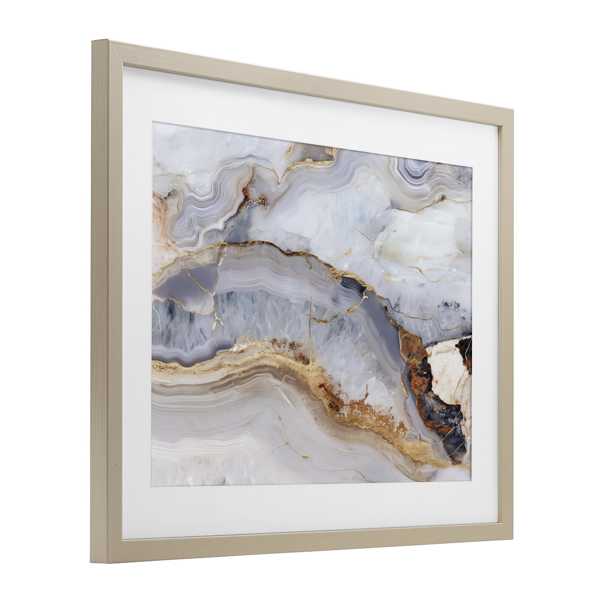 Stupell Industries Marbled Gold Stone Birch Framed Print Under Glass, design by Svetlana Aleynikova
