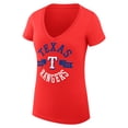 thumbnail image 2 of Women's G-III 4Her by Carl Banks Red Texas Rangers Super-Slim Fit Lightweight City Graphic V-Neck T-Shirt, 2 of 3