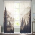 thumbnail image 2 of ERUNPONLY Black Forest Sheer Curtains 72 Inch Length 2 Panels Set, Silhouettes Foggy Grey Pine Tree Cabin Voile Window Treatment Curtains Sheers Drapes for Bedroom/Living Room/Kitchen 52"x72"x2, 2 of 7