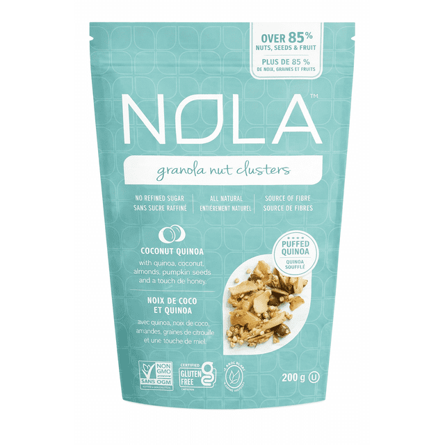 Nola Baking Co. Granola Nut Clusters 200g - Coconut Quinoa, Gluten-free, All Natural, No Refined Sugar, No Artificial Preservatives