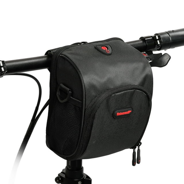 Rhinowalk TF910 Waterproof Cycling Handlebar Bag with Adjustable Shoulder Strap, Multi-Pocket Organizer for Bikes, Black