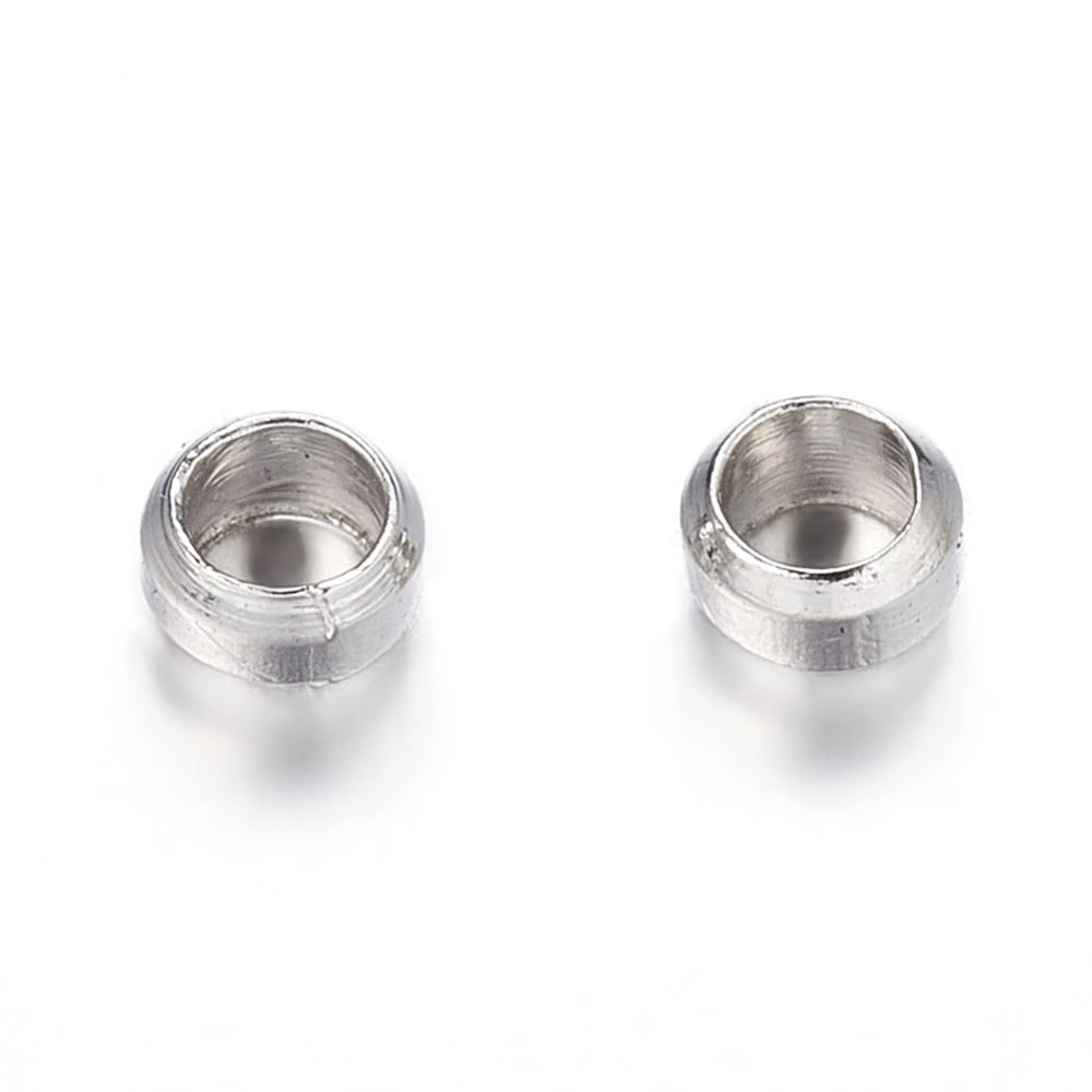 Brass Crimp Beads Rondelle Platinum 2.5mm in diameter hole: 1.2mm diy