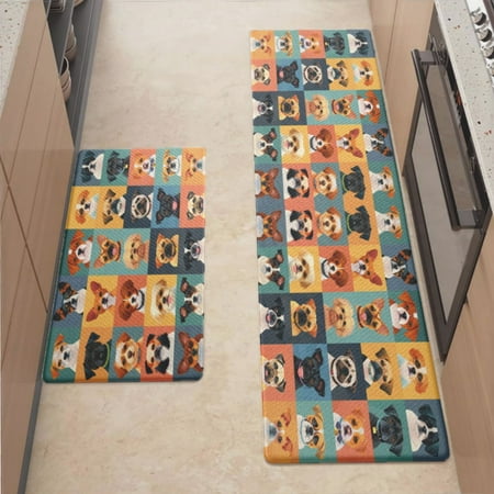 

Anti Fatigue Kitchen Mat Cute Dog Sketch Kitchen Rugs Non Slip Cushioned Standing Mat for Sink Floor Laundry Office Desk Mid 17.3 x 29