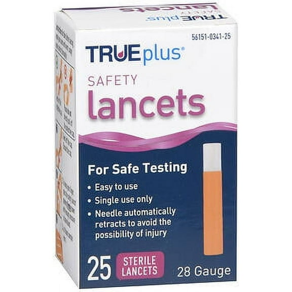 TRUEplus Safety Lancets 28 Gauge - 25 ct