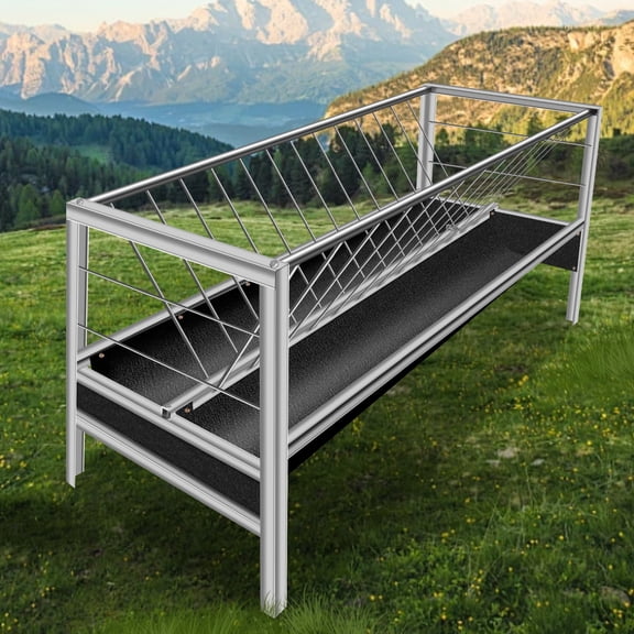 Pasture Feeding Trough, Hygienic Non-Porous, Disinfectant Ready, Rubber Goat Feeder, Goat Adjustable Feeder, Built for Hygiene, Animal Care, Stable