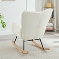 thumbnail image 3 of Glider Chair for Living Room, Tufted Upholstered Teddy Fabric Rocking Chair with Metal Frame, High Back Ergonomic Accent Chair, 300LB Capacity Ivory Comfort Chair for  Bedroom, 3 of 9