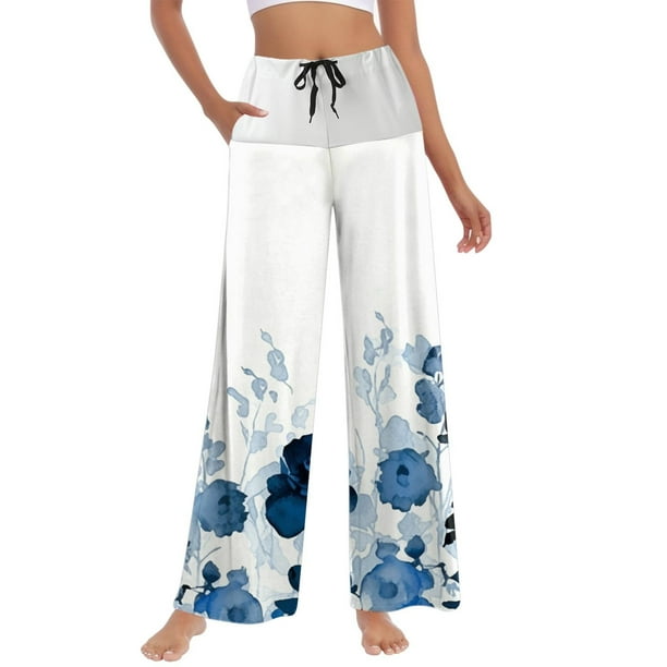 WILLBEST Pantalones Casuales Ligeros y Largos Tipo Harén para Mujer, Estilo Bohemio, para Playa, Holgados, de Verano, con Bolsillos y Pierna Recta. Extra Grande
