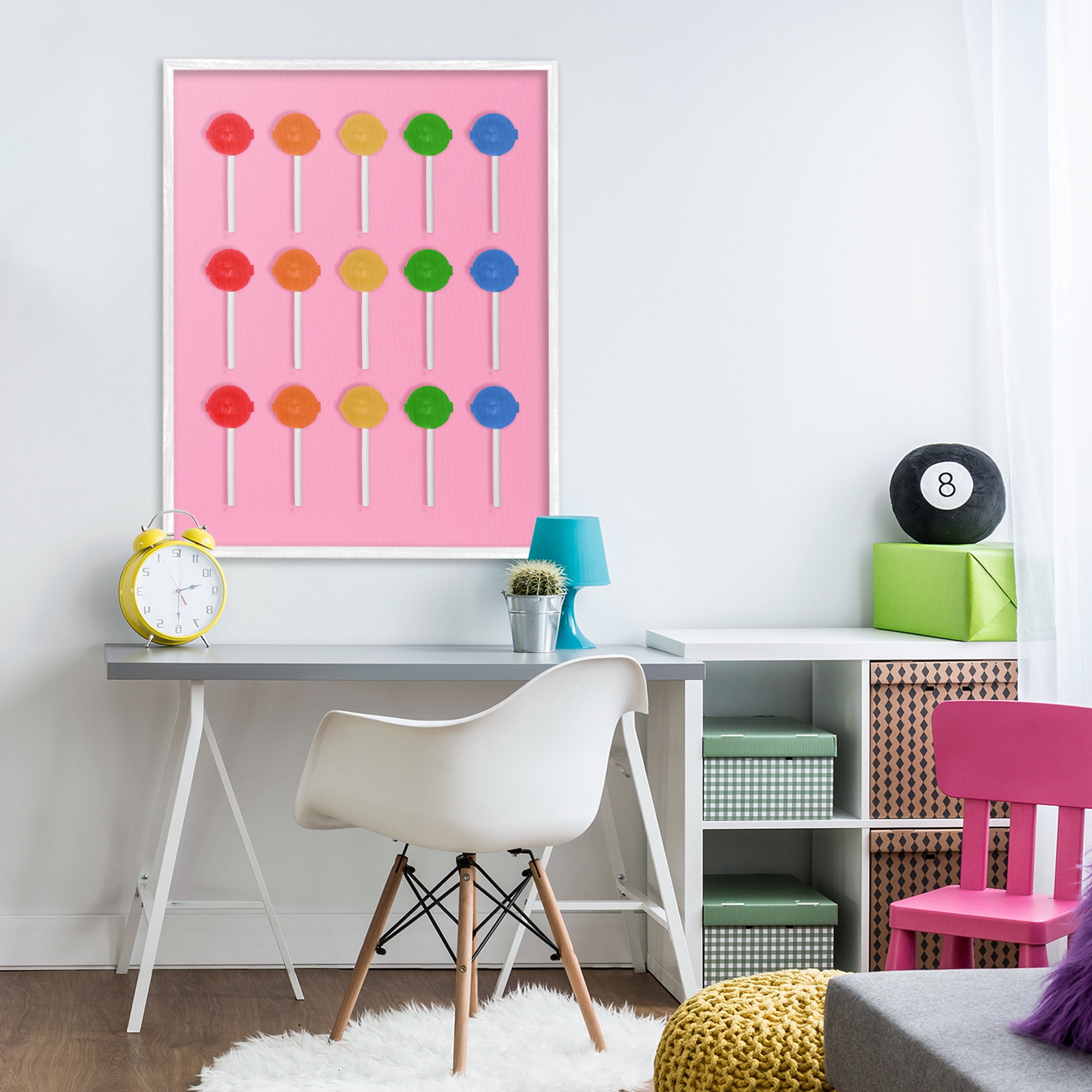 Stupell Industries Colorful Lollipop Grid White Framed Giclee Art, design by LISH Creative