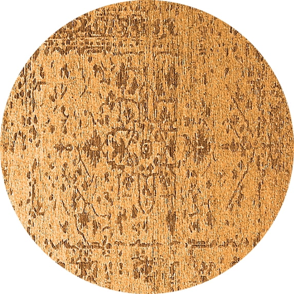 Ahgly Company Indoor Round Oriental Orange Industrial Area Rugs, 3' Round