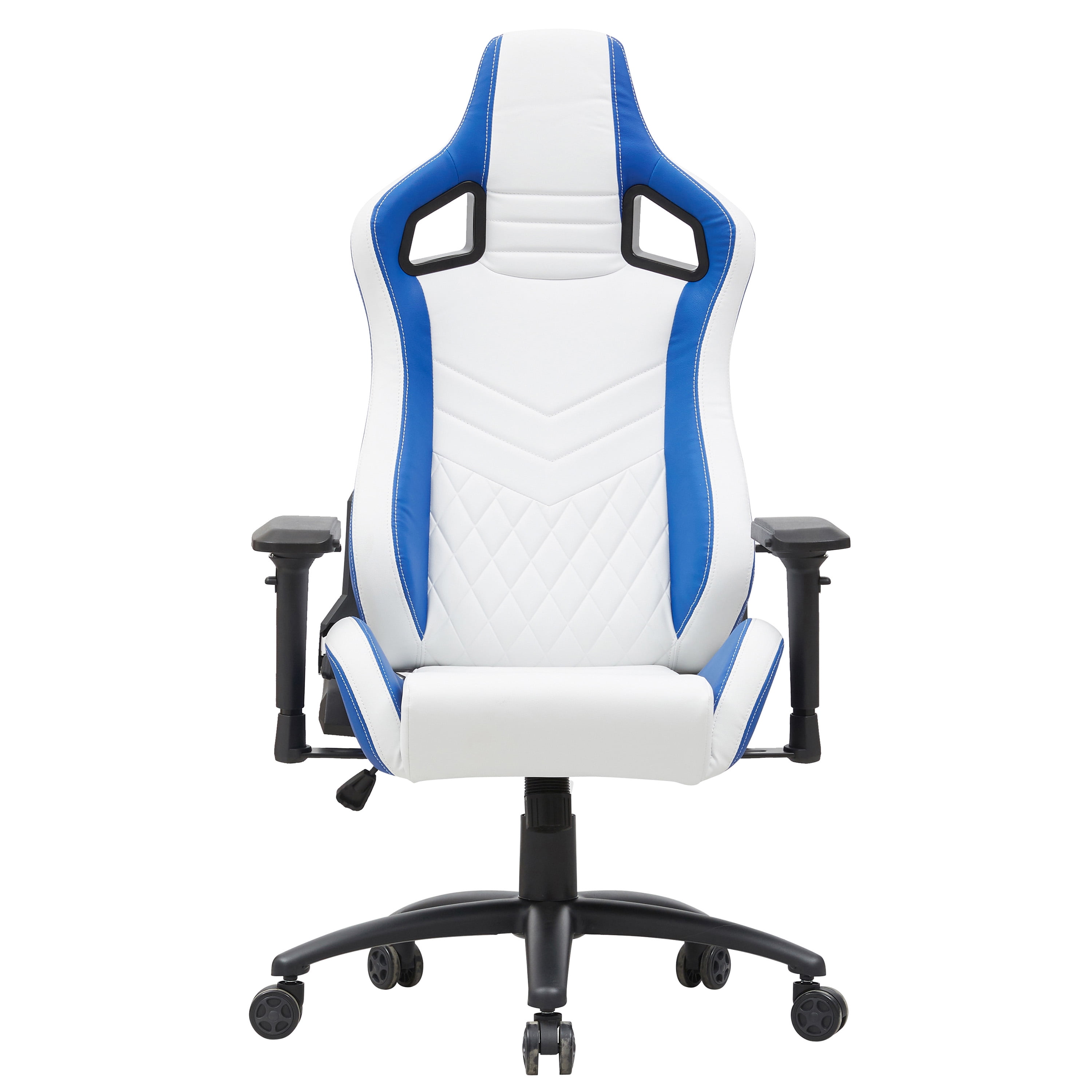 Furniture of America Ilinn Faux Leather Gaming Chair, White, Blue