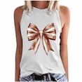thumbnail image 2 of ClodeEU Women's Spring Summer Cute Bow Printed Sleeveless Crewneck Sleeveless Top Coffee,Womens Plus XL, 2 of 5