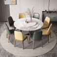 thumbnail image 4 of Nordic Round Dining Table With Turntable For Small Apartment Solid Wood Kitchen Household Furniture Simple Slate Table 4 Chairs My Lux Decor Round, 4 of 14