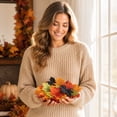 thumbnail image 5 of Fllostpr 100PC Fall Artificial Plastic Maple Leaves Thanksgiving Decorations for Wedding Party Table Decor, 5 of 8