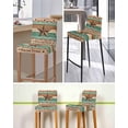 thumbnail image 5 of Western Texas Star Retro Bar Stool Covers Set of 4, Vintage Farmhouse Brown Teal Wooden Stretch Bar Chair Covers with Backs, Removable Pub Counter Height Chair Cover for Kitchen Dining Room Cafe, 5 of 7