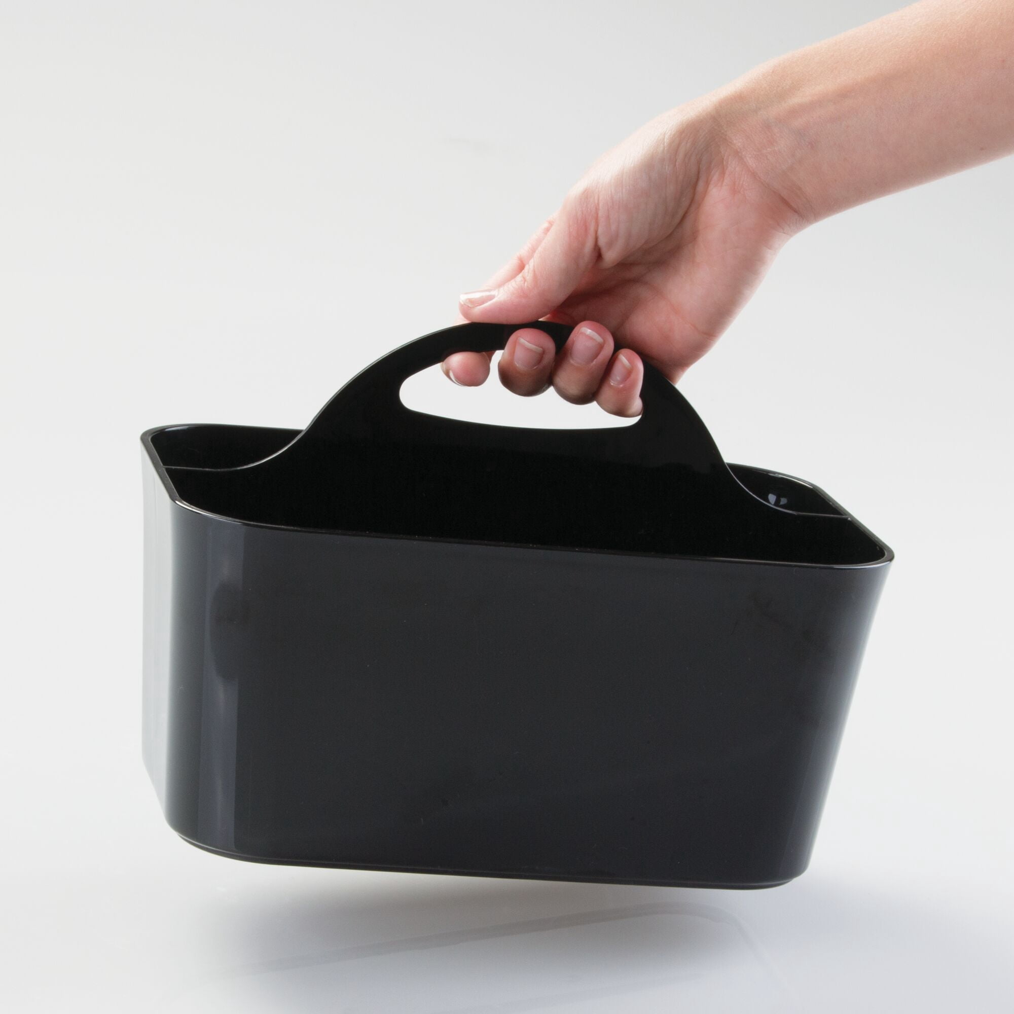 mDesign Small Plastic Caddy Tote for Desktop Office Supplies, 4 Pack, Black