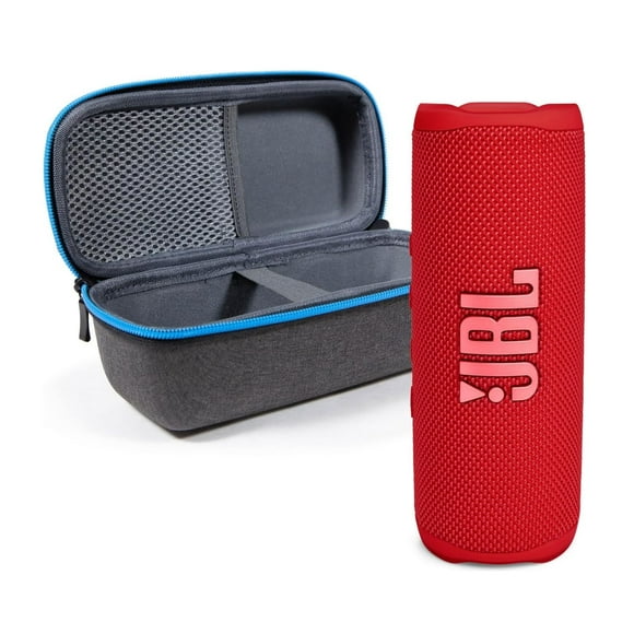 ¡Paquete de altavoz Bluetooth inalámbrico portátil impermeable JBL Flip 6 con divvi! Estuche rígido premium - Rojo